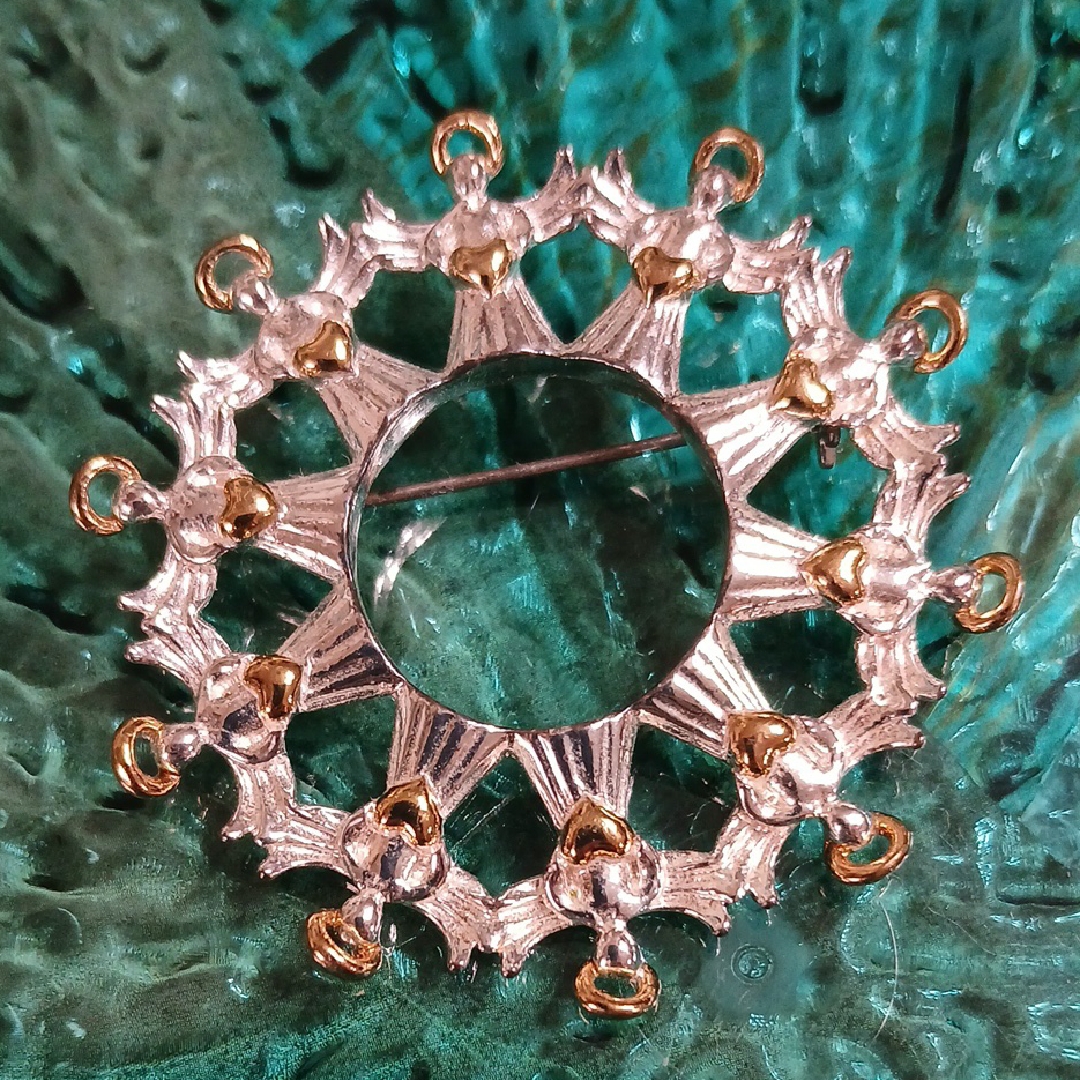 Elegant Gold And Silver Brooch